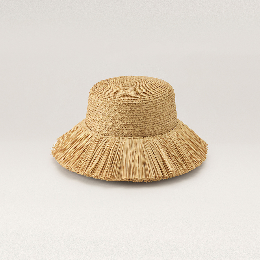 Tate Raffia Fringe Bucket(テイト)